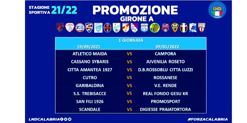 Calendario di Promozione A. Ecco il calendario