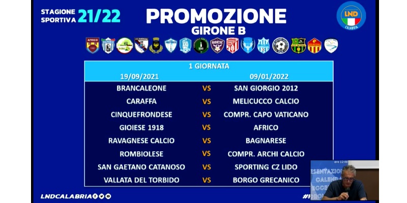 Calendario di Promozione B. Ecco il calendario