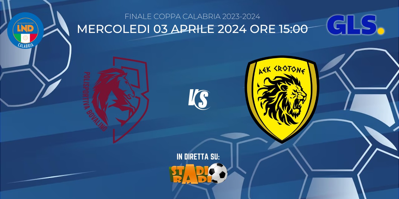 In diretta su StadioRadio la finale di Coppa Calabria tra Bovalinese e AEK Crotone